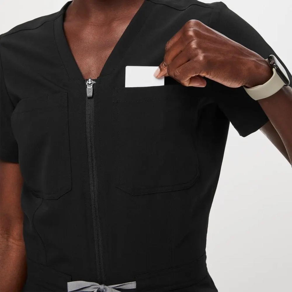 Figs Straight Leg Jumpsuit in Black - Picture 2 of 10